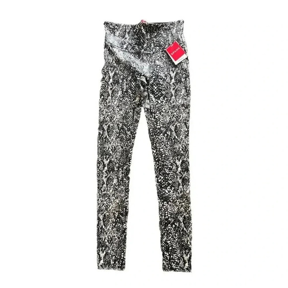 SPANX Women Grey Snake Faux Leather Snakeskin Leggings Size L NWT - Picture 8 of 8